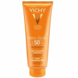 Vichy Ideal Soleil 50 | Emulsion toucher sec SPF 50 Pour lutter contre les effets néfastes des UV et protéger le précieux capital génétique de la peau